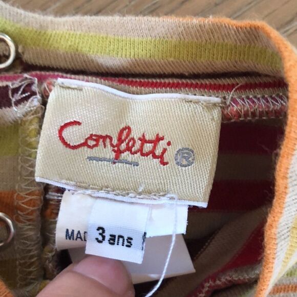 Confetti Long Sleeved Striped Cotton Top, Girls 3 - Picture 6 of 6